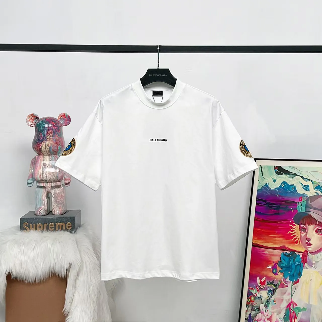 # 25SS Classic LOGO # BALENCI*GA # 260g * 1 1 + os Same Style！！ ：3263# Sizes：xs-L ： 2 （White.Black）